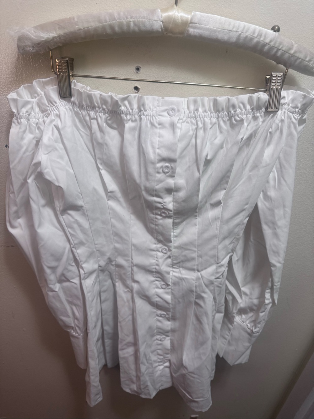 SHEIN White Off-Shoulder Strapless Button Front Dress size XS